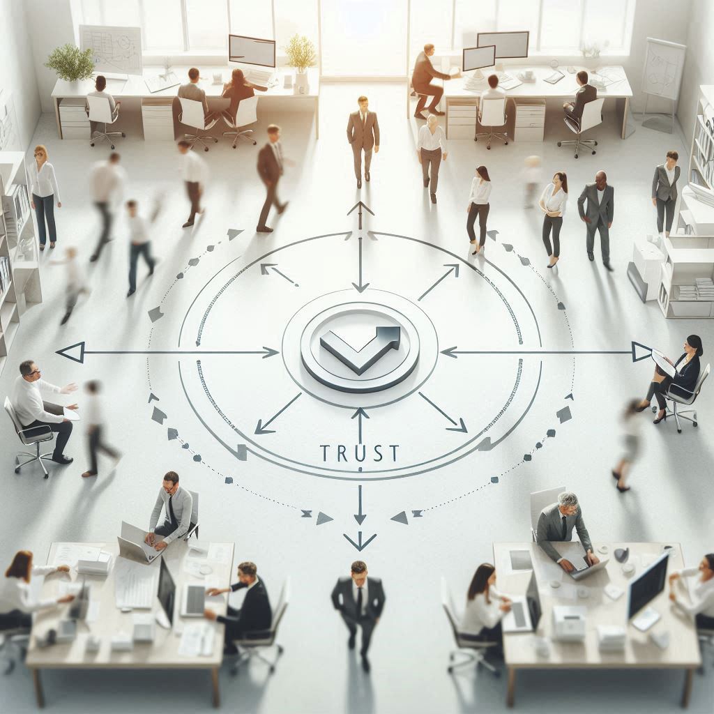 Un diagrama de flujo minimalista donde todas las flechas apuntan en línea recta (sin bifurcaciones ni obstáculos) desde el inicio hasta la meta, con un pequeño icono de "confianza" en el centro